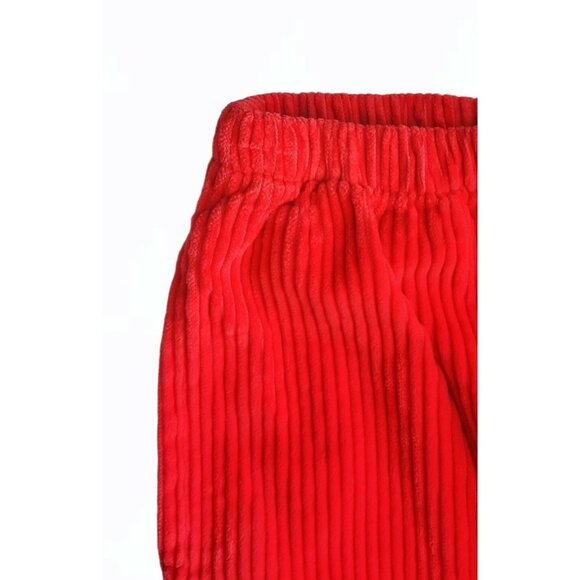 Vintage Y2K Flap Happy Red Corduroy Pants Boys 2 Wide Wale Pull On USA 90s - Picture 3 of 6